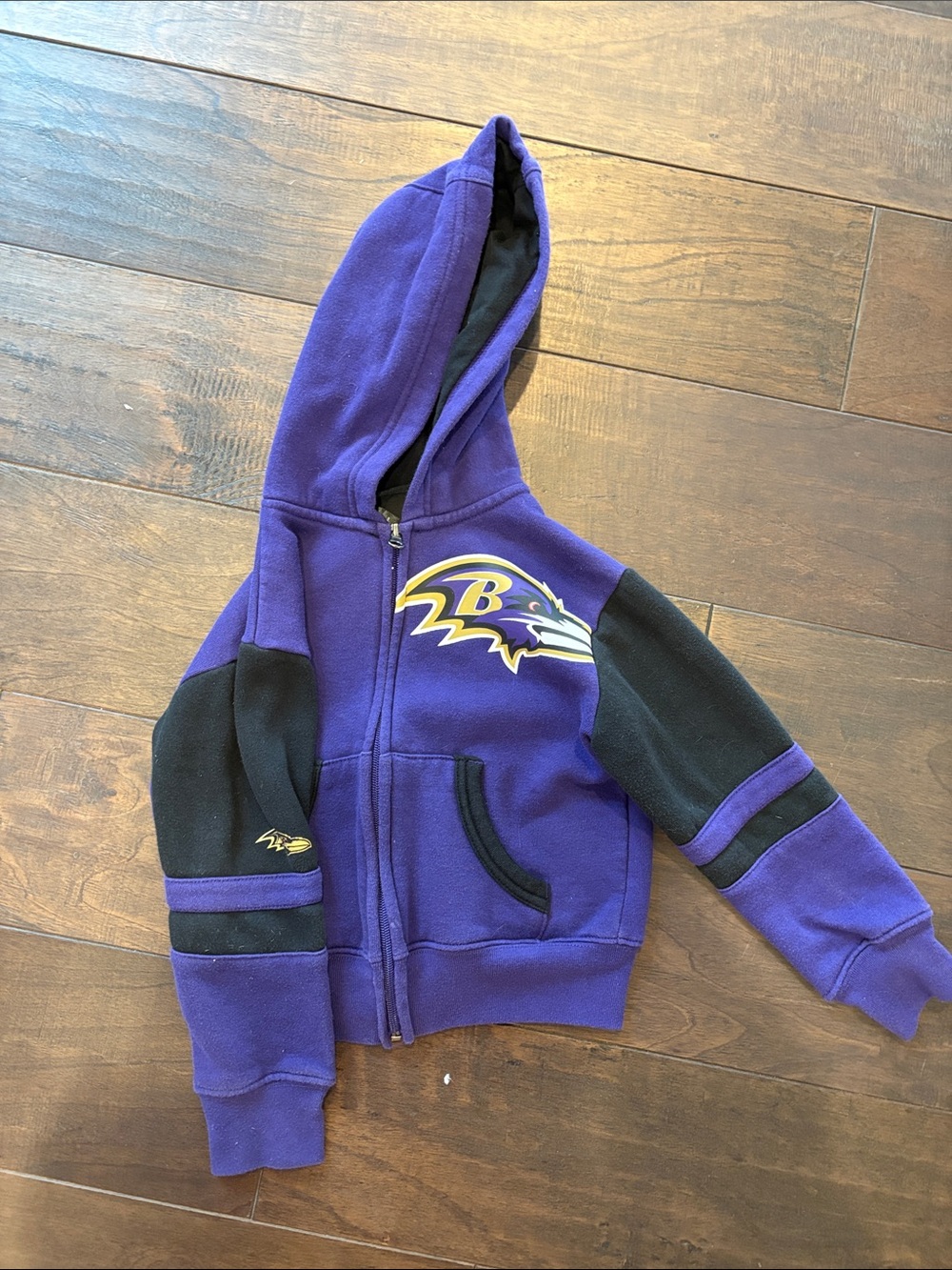 Kids Purple Ravens Full-Zip Hoodie with Black Accents
